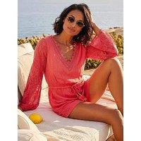 Roman Dusk Crochet Sleeve Playsuit