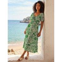 Roman Dusk Abstract Ric Rac Trim Dress