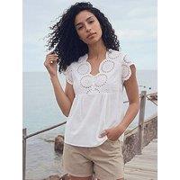 Roman Broidery Buttoned Top