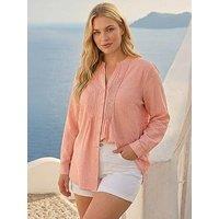 Roman Curve Pintuck Sequin Blouse