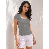 Roman Dusk Stripe Frill Hem Top
