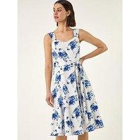Roman Floral Tie Waist Midi Dress