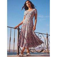 Roman Floral Ruched Midi Dress