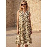 Roman Floral Contrast Collared Swing Dress