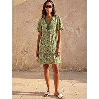 Roman Abstract Lace Trim Dress