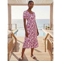 Roman Petite Floral Print Frill Midi Dress