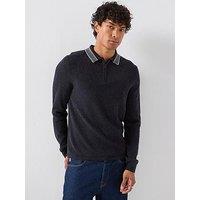 Barbour International Newport Long Sleeve Knitted Polo Shirt - Black