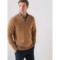 Barbour Cotton Half Zip Knitted Jumper - Beige
