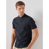 Barbour Stately Zip Tartan Polo Shirt - Navy