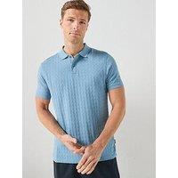 Barbour Faversham Tailored Textured Polo Shirt - Light Blue