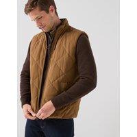 Barbour Mens Corden Quilted Zip Through Gilet - Beige