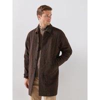 Barbour Mens Lorden Check Wool Overcoat - Brown