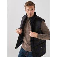 Barbour Mens Lonnen Tartan Padded Funnel Neck Gilet - Black