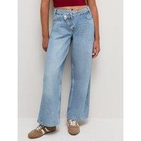 New Look 915 Girls Victoria Asymmetric Slouchy Wide Leg Jeans - Blue