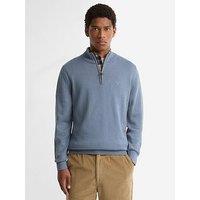 Barbour Cotton Half Zip Knitted Jumper - Light Blue