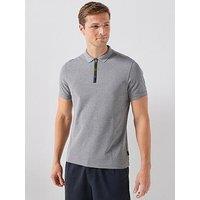 Barbour Stately Zip Tartan Polo Shirt - Grey