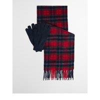 Barbour Tartan Scarf & Glove Gift Set - Red