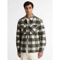 Barbour International Clayton Brushed Checked Fleece Overshirt - Green