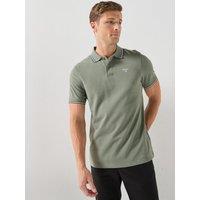 Barbour Mens Fielding Tailored Cotton Tipped Polo Shirt - Green