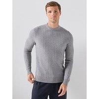 Barbour Herringbone Textured Crewneck Knitted Jumper - Grey