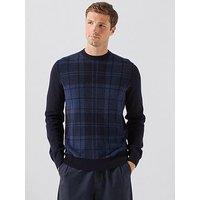 Barbour Mineral Tartan Crewneck Knitted Jumper - Navy