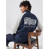 Barbour International Mens Half-Zip Funnel Neck Statement Print Sweatshirt - Navy