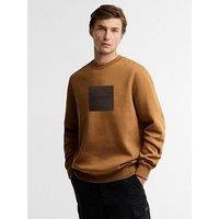 Barbour International Mens Logo Patch Crew Neck Sweatshirt - Brown