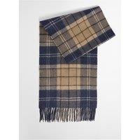 Barbour Mens Dramside Reversible Tartan Fringed Scarf - Navy