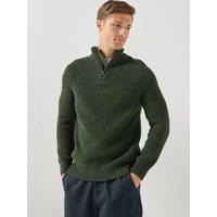 Barbour Mens Heavy Fleck Half Zip Knitted Jumper - Green