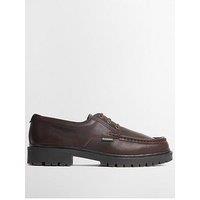 Barbour Mens Apron Toe Chunky Lug Sole Lace-Up Derby Shoes - Brown