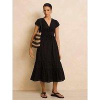 Mint Velvet Tiered Midi Dress - Black