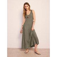 Mint Velvet Khaki Lurex Knit Midi Dress - Green