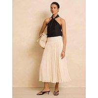 Mint Velvet Ivory Linen Mix Crinkle Skirt