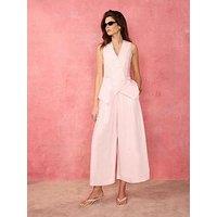 Mint Velvet Linen Crop Trouser - Pink