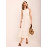 Mint Velvet Ivory Assym Jersey Midi Dress - Cream