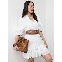 Mint Velvet Ivory Schiffley Mini Dress - White