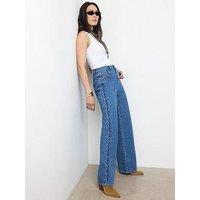 Mint Velvet Mid Indigo Swirl Detail Jeans - Blue