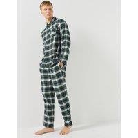 Lacoste Mens Brushed Flannel Check Pyjama Set - Green