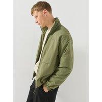 Lacoste Mens Water-Repellent Lightweight High Neck Windbreaker Jacket - Khaki