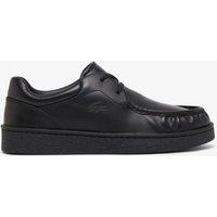 Lacoste Mens Claylow Low-Profile Lace-Up Leather Shoes - Black
