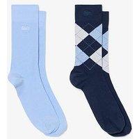 Lacoste 2 Pack Argyle Crew Socks - Blue