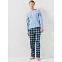 Lacoste Mens Long Sleeve Checked Pyjama Set - Blue