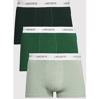 Lacoste 3 Pack Cotton Stretch Trunks - Green