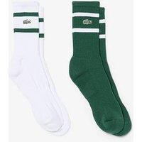 Lacoste 2 Pack Ribbed Crew Socks - Green
