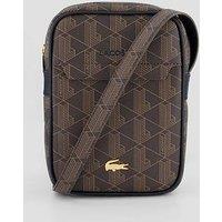 Lacoste Mens Monogram Zip Cross-Body Bag - Brown