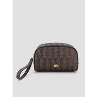 Lacoste Mens Monogram Zip Wash Bag - Brown