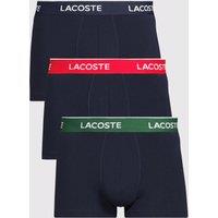 Lacoste Mens Regular Fit Stretch Cotton Trunks 3-Pack - Navy