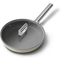Smeg 28Cm Retro Frying Pan, Oven Safe, Aluminium, Cream
