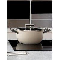 Smeg 24Cm Retro Casserole Pan With Lid, Aluminium, Cream