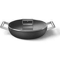 Smeg 24Cm Retro Casserole Pan With Lid, Aluminium, Black